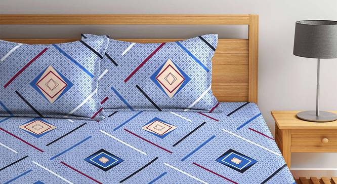 Vada Grey Geometric 300 TC Polycotton Double Bedsheet with 2 Pillow Covers (Double Size) by Urban Ladder - Cross View Design 1 - 533209