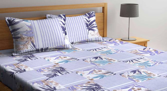 Rosalee White Floral 300 TC Polycotton Double Bedsheet with 2 Pillow Covers (Double Size) by Urban Ladder - Front View Design 1 - 533256