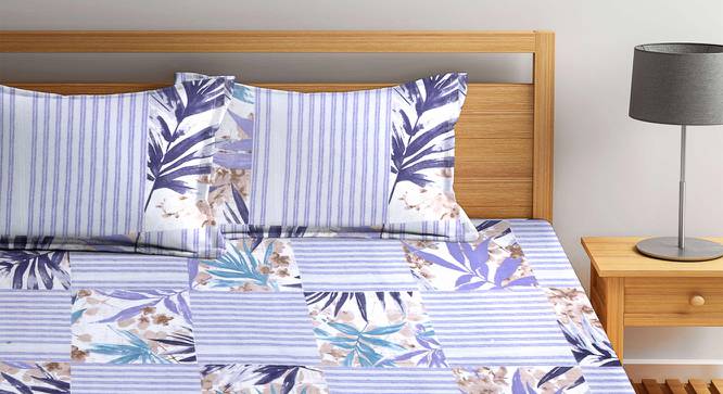 Rosalee White Floral 300 TC Polycotton Double Bedsheet with 2 Pillow Covers (Double Size) by Urban Ladder - Cross View Design 1 - 533267