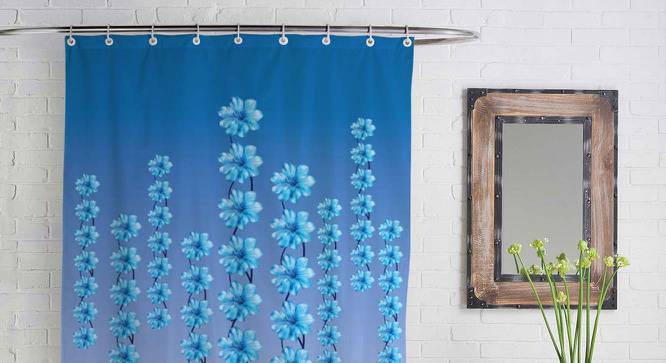 Soan Blue Floral Polyester 84x48 inches Shower Curtain (Blue) by Urban Ladder - Cross View Design 1 - 534971