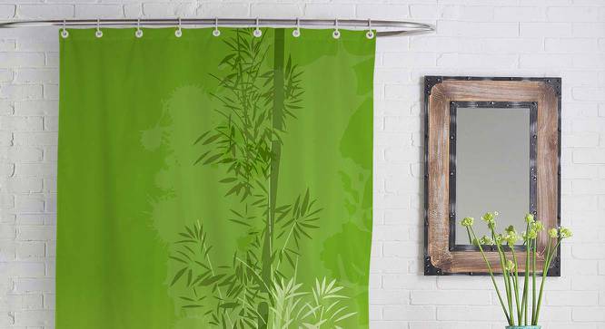 Diego Green Floral Polyester 84x48 inches Shower Curtain (Green) by Urban Ladder - Cross View Design 1 - 535068