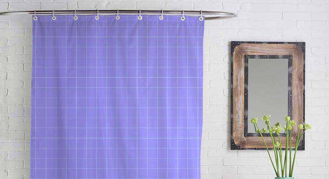 Lendell Blue Geometric Polyester 84x48 inches Shower Curtain (Blue) by Urban Ladder - Cross View Design 1 - 535083