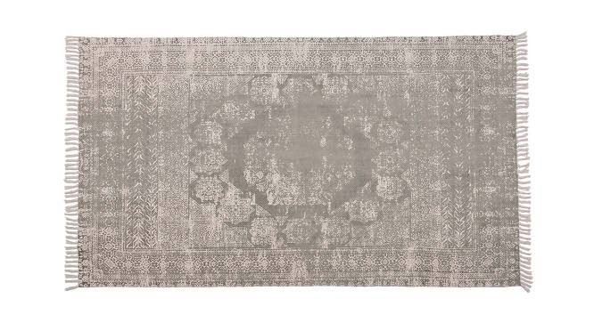 Lila Grey Screen Printed Cotton 7.8x5 Ft Dhurrie (Grey) by Urban Ladder - Cross View Design 1 - 535749