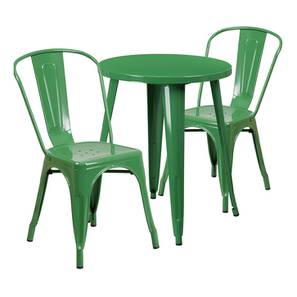 Metal Furniture Design Woodson Square Metal Outdoor Table in Green Colour with set of 2 Chairs
