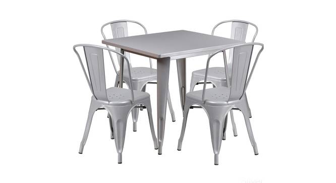 Orly Square Metal Outdoor Table in Grey Colour with Set of 4 Chairs (Grey, Powder Coating Finish) by Urban Ladder - Cross View Design 1 - 535891