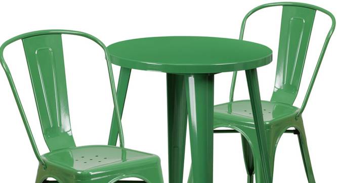 Woodson Square Metal Outdoor Table in Green Colour with Set of 2 Chairs (Green, Powder Coating Finish) by Urban Ladder - Front View Design 1 - 535922