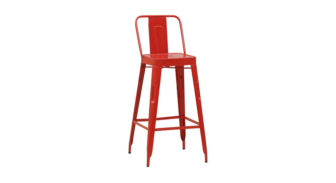Zinnia Metal Bar Chair in Glossy Finish (Red) by Urban Ladder - Front View Design 1 - 536096