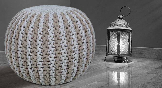 Bailey Cotton Pouffe in Grey Color (Brown) by Urban Ladder - Front View Design 1 - 536596