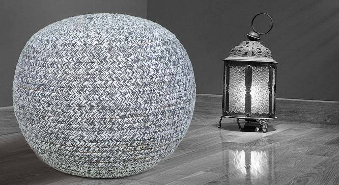 Declan Cotton Pouffe in Grey Color (Grey) by Urban Ladder - Front View Design 1 - 536600