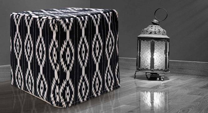 Lourdes Cotton Stool in Multicolor (Black) by Urban Ladder - Front View Design 1 - 536604