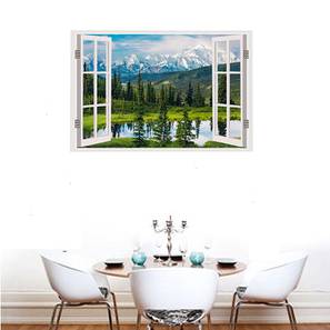 Home Furnishing In Greater Noida Design Wiatt Multicolor PVC Vinyl 35.4 x 23.6 inches Wall Sticker (Multicolor)