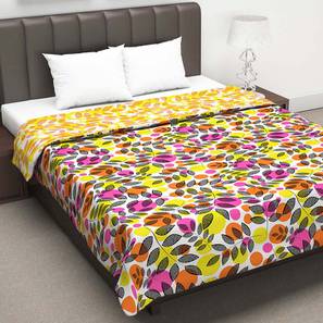 Flower Blanket Design Pink & Yellow Floral 120 GSM Microfiber Double Size Quilt