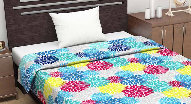 Turquoise Blue Floral Microfiber Single Size Dohar by Urban Ladder - Cross View Design 1 - 538379