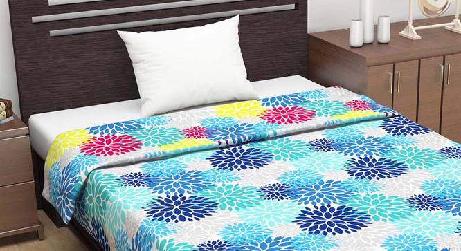 Turquoise Blue Floral Microfiber Single Size Dohar by Urban Ladder - Front View Design 1 - 538395