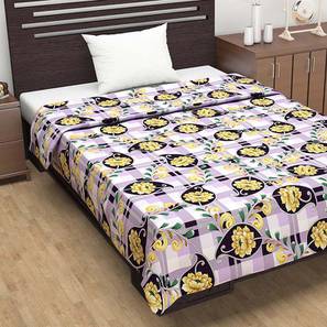 All Products Sale Design Yellow & Violet Floral 120 GSM Cotton Single Size Quilt