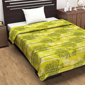 Flower Blanket Design Green & Dark Green Floral 120 GSM Cotton Single Size Quilt