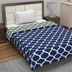 Bedsheets And Cushion Covers Design Dark Blue & Grey Abstract 120 GSM Microfiber Single Size Quilt