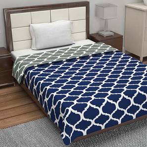 Quilt Design Dark Blue & Grey Abstract 120 GSM Microfiber Single Size Quilt