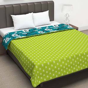 Flower Blanket Design Green & Sea Green Floral 120 GSM Microfiber Double Size Quilt