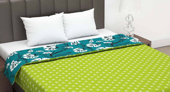Velour Green Floral Microfiber Double Size Dohar by Urban Ladder - Cross View Design 1 - 538787