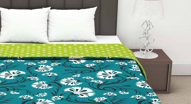 Velour Green Floral Microfiber Double Size Dohar by Urban Ladder - Front View Design 1 - 538804