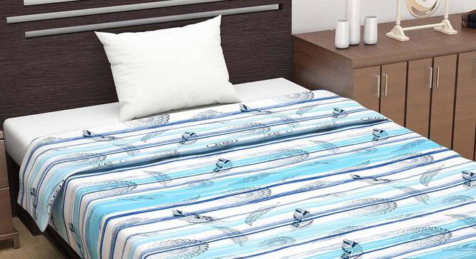 Calloway Blue Floral Microfiber Single Size Dohar by Urban Ladder - Cross View Design 1 - 538878