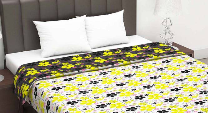 Gloria Black Floral Microfiber Double Size Dohar by Urban Ladder - Front View Design 1 - 538906