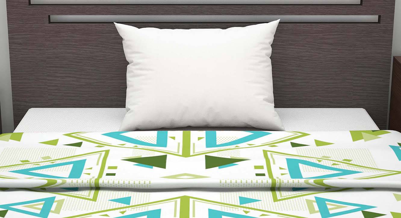 Turquoise Green & Blue Geometrics 120 GSM Cotton Single Size Quilt