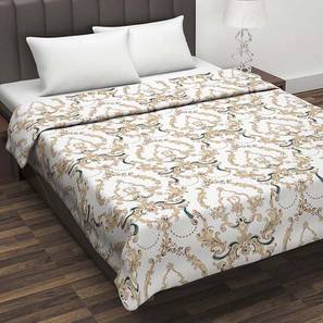 Quilt Design Beige & Brown Abstract 120 GSM Cotton Double Size Quilt
