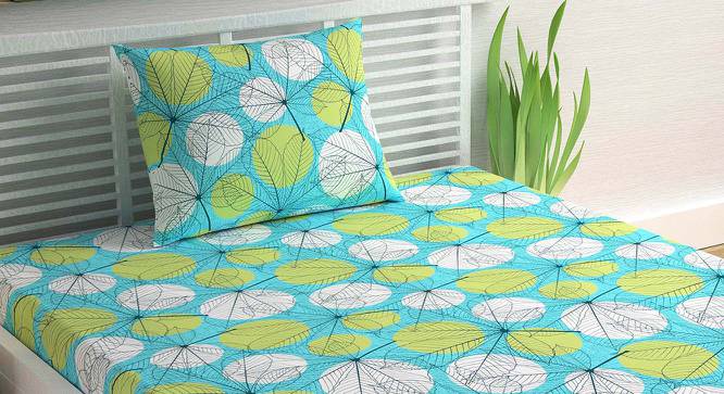 Ivy Blue Floral 144 TC Cotton Single Size with 1 Pillow Cover (Single Size) by Urban Ladder - Cross View Design 1 - 539173