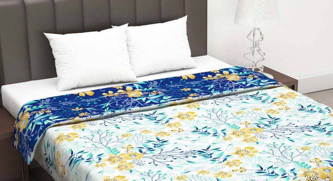 Maya Blue Floral Microfiber Double Size Dohar by Urban Ladder - Cross View Design 1 - 539189