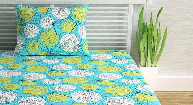 Ivy Blue Floral 144 TC Cotton Single Size with 1 Pillow Cover (Single Size) by Urban Ladder - Front View Design 1 - 539190