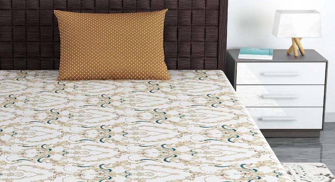 Luca Beige Abstract 144 TC Cotton Single Size with 1 Pillow Cover (Single Size) by Urban Ladder - Front View Design 1 - 539192