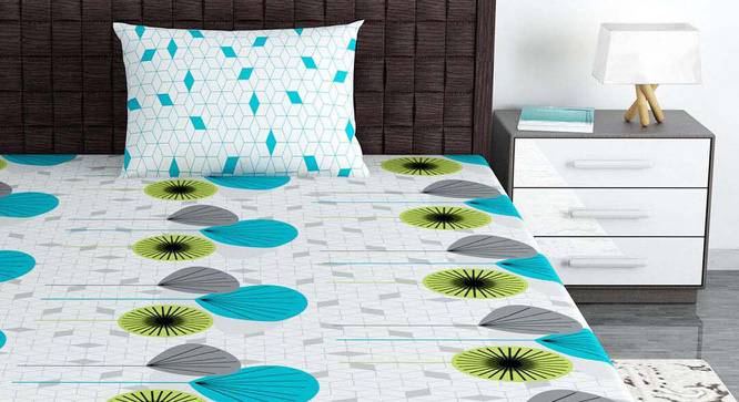Delaney Blue Abstract 144 TC Cotton Single Size with 1 Pillow Cover (Single Size) by Urban Ladder - Front View Design 1 - 539194