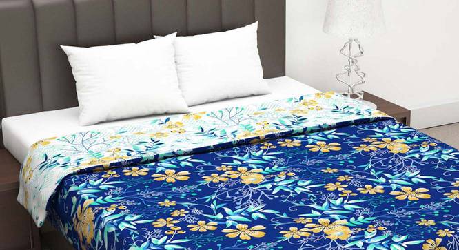 Maya Blue Floral Microfiber Double Size Dohar by Urban Ladder - Front View Design 1 - 539207