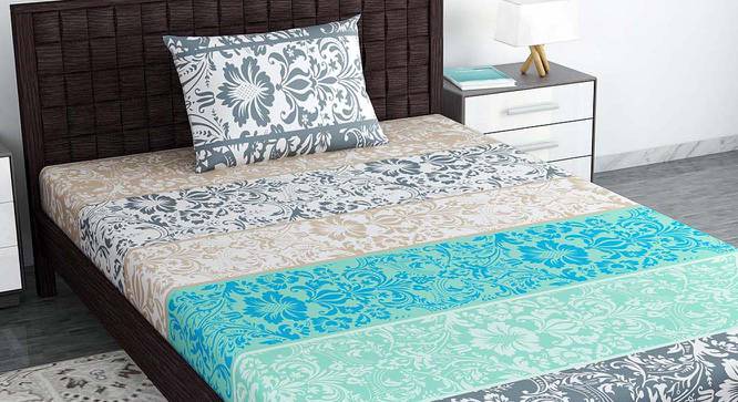 Remi Blue Floral 144 TC Cotton Single Size with 1 Pillow Cover (Single Size) by Urban Ladder - Cross View Design 1 - 539268