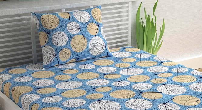 Amari Blue Floral 144 TC Cotton Single Size with 1 Pillow Cover (Single Size) by Urban Ladder - Cross View Design 1 - 539282