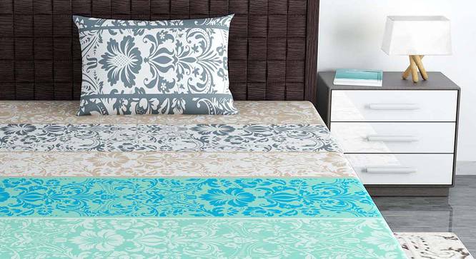 Remi Blue Floral 144 TC Cotton Single Size with 1 Pillow Cover (Single Size) by Urban Ladder - Front View Design 1 - 539287