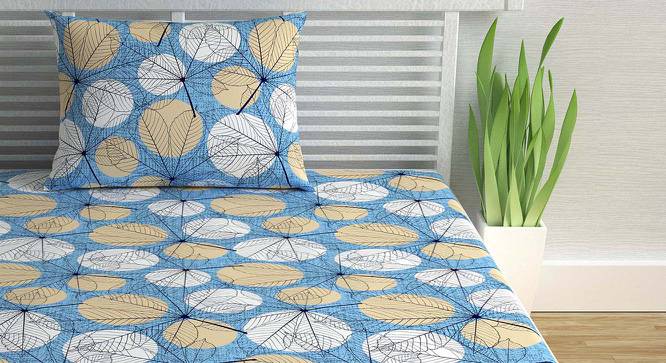 Amari Blue Floral 144 TC Cotton Single Size with 1 Pillow Cover (Single Size) by Urban Ladder - Front View Design 1 - 539301