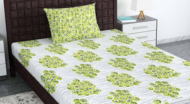 Asher Green Floral 144 TC Cotton Single Size with 1 Pillow Cover (Single Size) by Urban Ladder - Cross View Design 1 - 539469