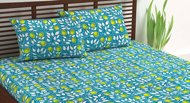 Harlow Green Geometric 144 TC Cotton Double Size with 2 Pillow Covers (Double Size) by Urban Ladder - Cross View Design 1 - 539478