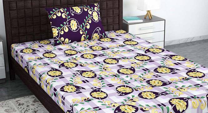 Alaya Yellow Floral 180 TC Cotton Single Size with 1 Pillow Cover (Single Size) by Urban Ladder - Cross View Design 1 - 539479