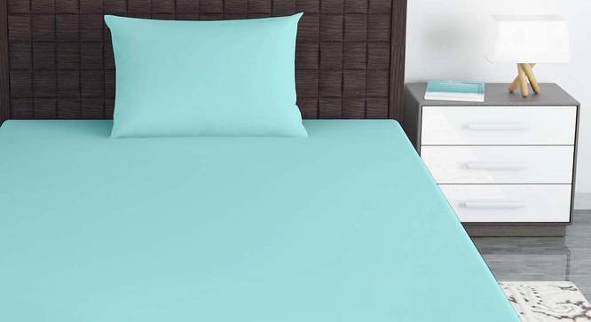 Luciana Blue Solid 144 TC Cotton Single Size with 1 Pillow Cover (Single Size) by Urban Ladder - Cross View Design 1 - 539486
