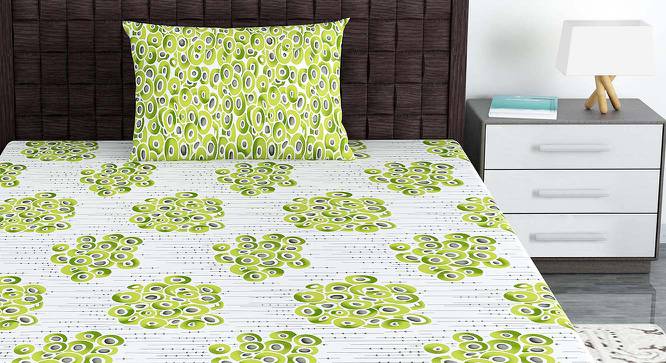 Asher Green Floral 144 TC Cotton Single Size with 1 Pillow Cover (Single Size) by Urban Ladder - Front View Design 1 - 539491