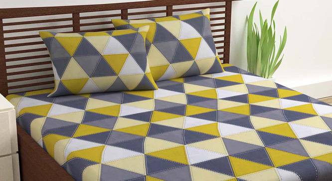 Gabriela Grey Geometric 144 TC Cotton Double Size with 2 Pillow Covers (Double Size) by Urban Ladder - Cross View Design 1 - 539673