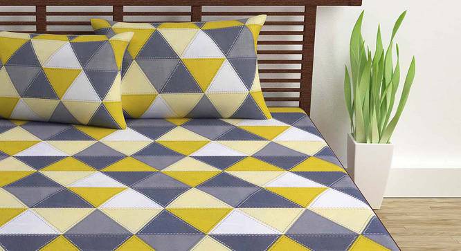 Gabriela Grey Geometric 144 TC Cotton Double Size with 2 Pillow Covers (Double Size) by Urban Ladder - Front View Design 1 - 539692