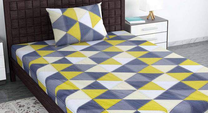 Paislee Yellow Geometric 144 TC Cotton Single Size with 1 Pillow Cover (Single Size) by Urban Ladder - Cross View Design 1 - 539775