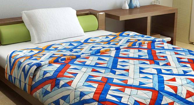 Kora Blue Geometric Microfiber Single Size Comforter (Single Size, Blue & Red) by Urban Ladder - Cross View Design 1 - 539784