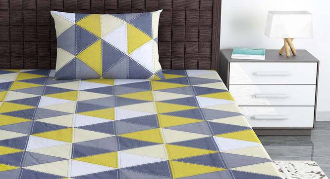 Paislee Yellow Geometric 144 TC Cotton Single Size with 1 Pillow Cover (Single Size) by Urban Ladder - Front View Design 1 - 539795