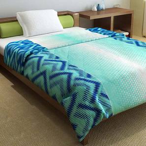 Comforters Design Cyan & Navy Blue Abstract 120 GSM Micro Fiber Single Size Comforter